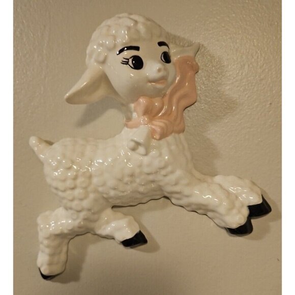 Little Bo Peep Lamb Wall Décor MCM Ceramic Nursery Irene Smith Anthropomorphic - Picture 12 of 12